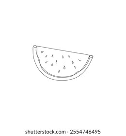 Watermelon line drawing flat vector design