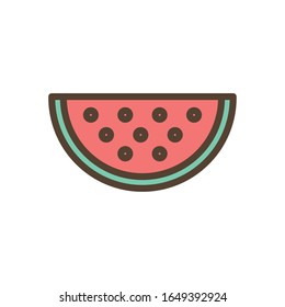 watermelon line and fill style icon design, Fruit healthy organic food sweet and nature theme Vector illustration