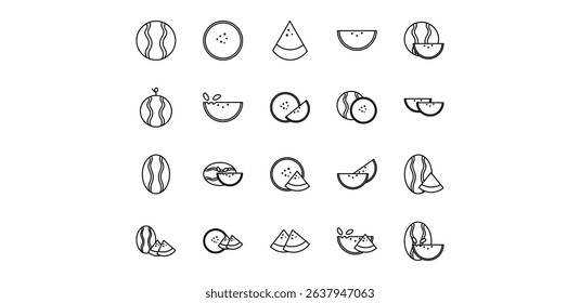 watermelon line icon pack illustration