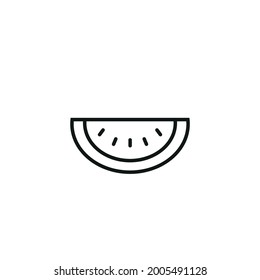 icono de la línea de sandía negro fino sobre fondo blanco.