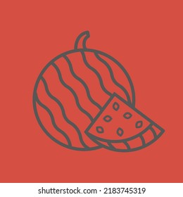 Watermelon Line Icon, Vector. Watermelon Outline Sign