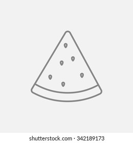 Watermelon line icon for web, mobile and infographics. Vector dark grey icon isolated on light grey background.