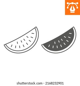 Watermelon line and solid icon, outline style icon for web site or mobile app, food and fruits , watermelon vector icon, simple vector illustration, vector graphics with editable strokes