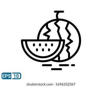 Watermelon line style icon isolated vector on white background. summertime theme illustration. EPS 10 