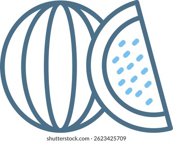 Watermelon Line Two Colour Icon