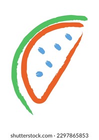 Watermelon linear children drawing. Vector illustration