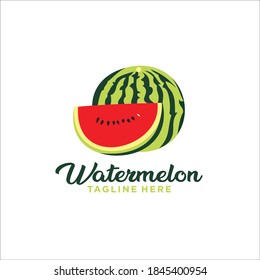 Watermelon logo design vector silhouette