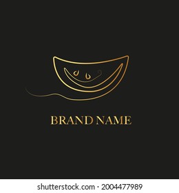 Watermelon. Logo icon. Gold luxury design with gold line simple and modern shape. For backdrop, cover, invitation background, packaging design, labels, menu, wall art, fabric and print.