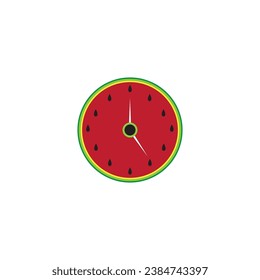 watermelon logo icon wall clock vector illustration design