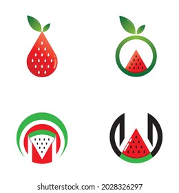 diseño de conjunto de iconos de plantilla de logotipo de sandía