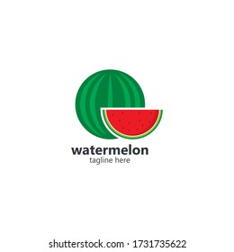 Watermelon logo vector icon concept in flat design 