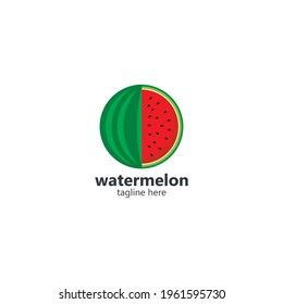 Watermelon logo vector icon concept in flat design 