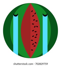 Watermelon loudly crying face emoji vector illustration. Flat style design. Colorful graphics