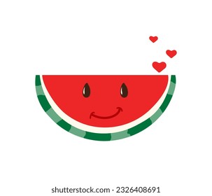 Watermelon in love character vector illustration isolated on white background