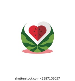 watermelon love logo vector illustration design