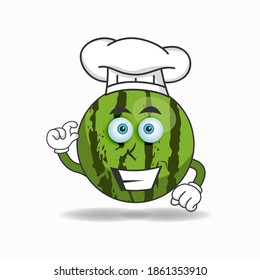 The Watermelon mascot character becomes a chef. vector illustration