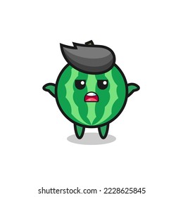 watermelon mascot character saying I do not know , cute style design for t shirt, sticker, logo element