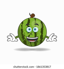 Watermelon mascot character with smile expression. vector illustration