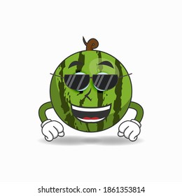 Watermelon mascot character with sunglasses. vector illustration