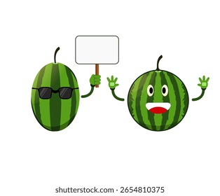 design de vetor de mascote de melancia. personagem de melancia bonito