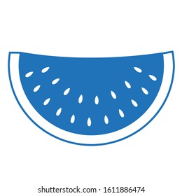 watermelon or melon, blue vector cartoon icon on white isolated background