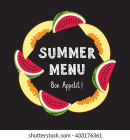 watermelon, melon menu frame