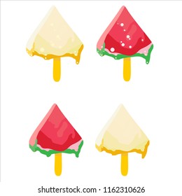 Watermelon and melon slices ice cream