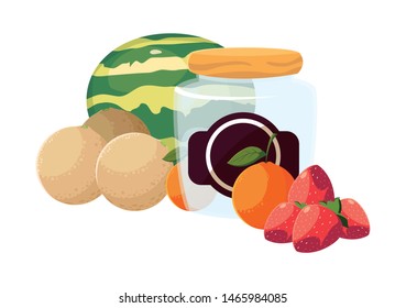 watermelon melon strawberries orange jar