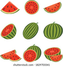 dibujos animados vectores de melón de sandía verano
