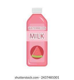 Watermelon milk vector illustration on white background. Watermelon milk is a delicious drink.