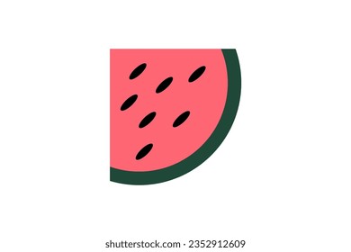 Melón de agua minimalista, diseño vectorial (sandía roja de fruto de verano)