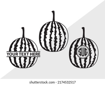 Watermelon Monogram SVG Printable Vector Illustration