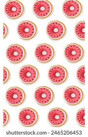 Watermelon motif donut pattern on white for fabric