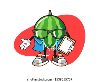 Watermelon nurse cartoon. Mascot Character vector.