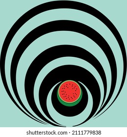 watermelon on abstract geometric background