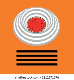 Wassermelone auf abstraktem, geometrischem Hintergrund