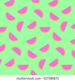 Watermelon on color background pattern concept