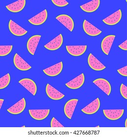 Watermelon on color background pattern concept