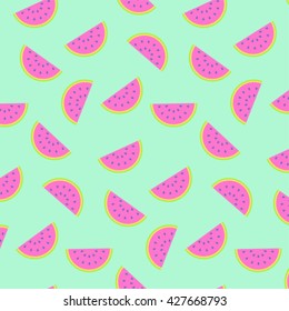 Watermelon on color background pattern concept