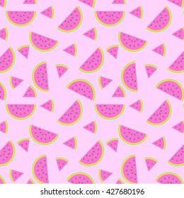 Watermelon on color background pattern concept