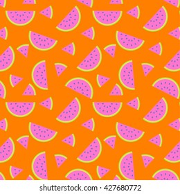 Watermelon on color background pattern concept