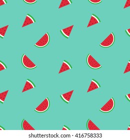 Watermelon on green background seamless pattern