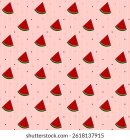Watermelon on pink background , fabric pattern , gift wrapping paper , seamless pattern 