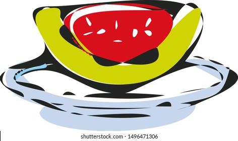 Watermelon on a plate on a white background