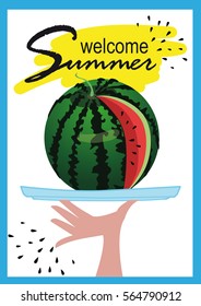 Watermelon on a tray. Welcome summer