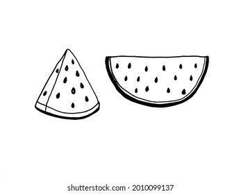 watermelon on a white background. Doodles. Isolated