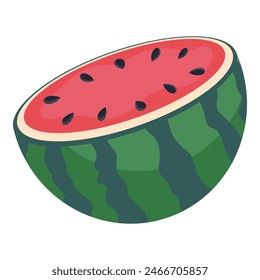 Sandía, sobre fondo blanco, ilustración plana de Vector dibujado a mano