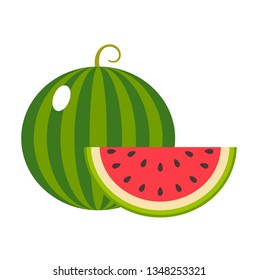 Watermelon on a white background isolated. Vector illustration