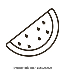 watermelon on white background, line style icon vector illustration design