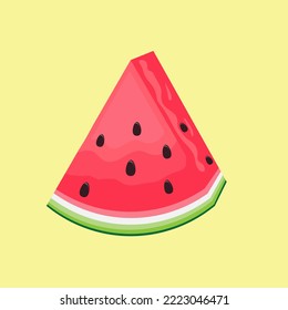 Watermelon  on yellow background. Baby background for fabric textile. Food Summer backdrop in flat design. 